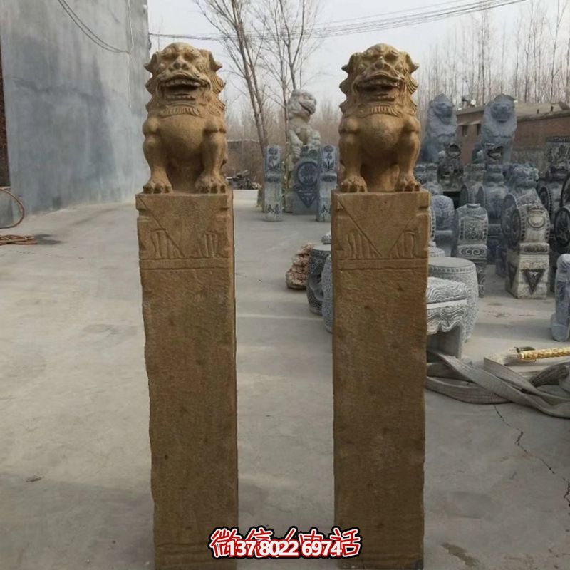 砂巖拴馬柱擺件，為你的寺廟門(mén)口增添優(yōu)雅氣息