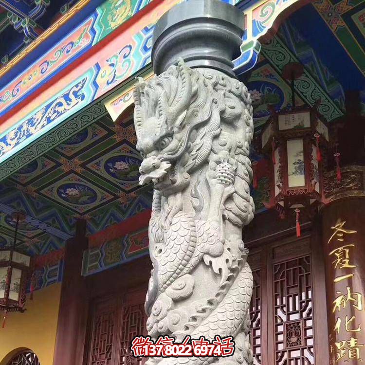 精美仿古園林，花崗巖石龍盤柱點(diǎn)綴