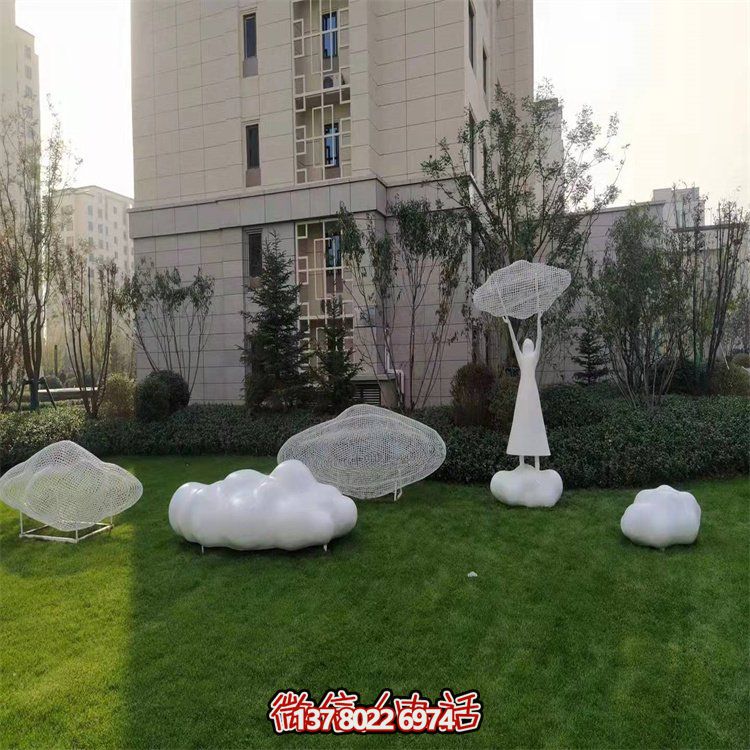 不銹鋼創(chuàng)意鏤空戶外園林祥云雕塑——美景美事，祈愿福氣