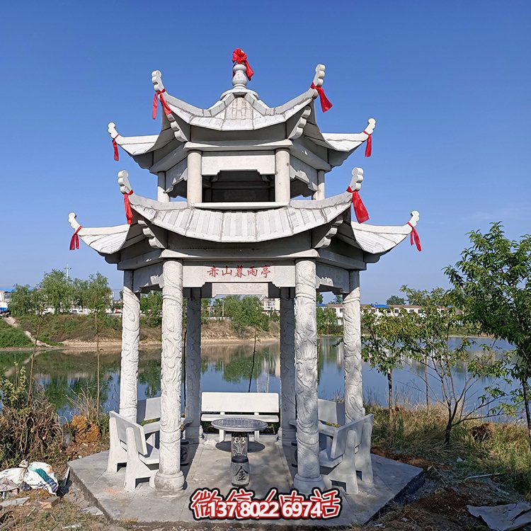 古典風(fēng)格仿古青石二層涼亭，提升園林戶外休息體驗(yàn)