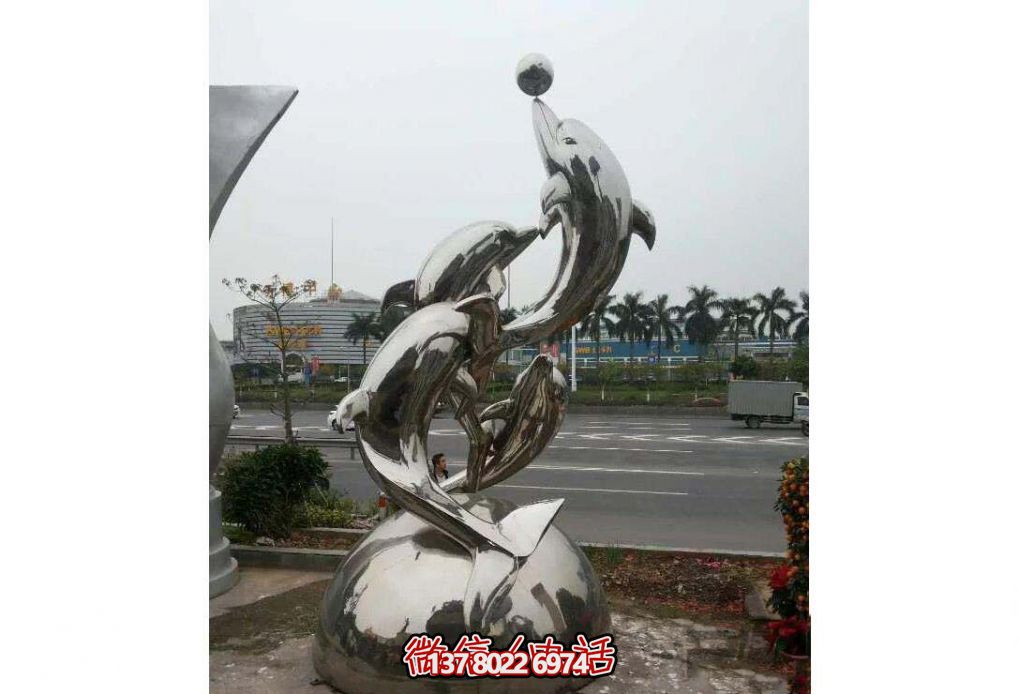 不銹鋼海豚雕塑，玩起來(lái)讓街道飛躍！