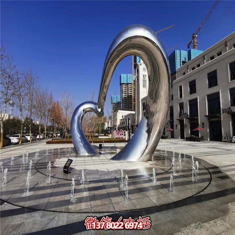 不銹鋼圓形雕塑精致工藝，拋光鏡面，抽象藝術(shù)