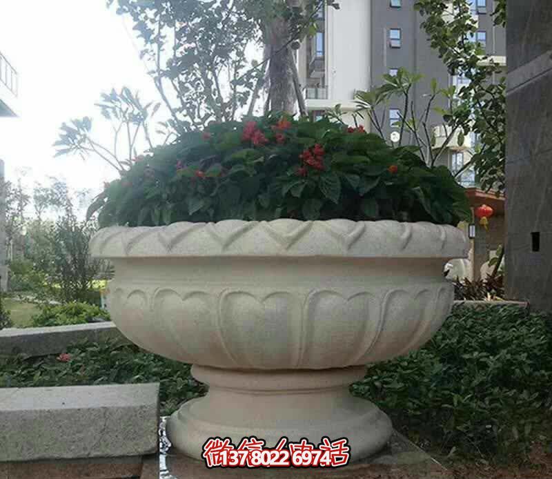精美巨型大理石石雕花盆雕塑，讓你的別墅街道更加精彩
