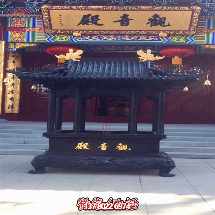 華寶鑄鐵長(zhǎng)形香爐，讓觀音殿更加美麗
