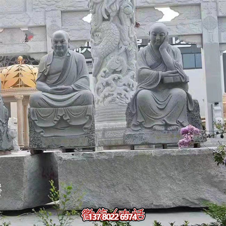 大型戶外石雕佛像雕塑，裝點(diǎn)美麗的寺院園林