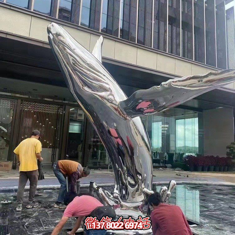 大型不銹鋼鏤空魚類擺件，為戶外水景商場售樓部裝飾