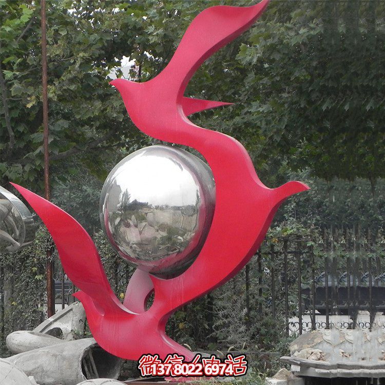 不銹鋼抽象鴿子雕塑，為您的園林景觀增添高雅氣息