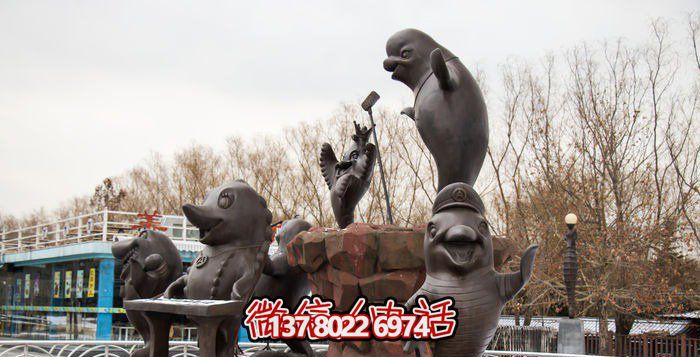不銹鋼海豚雕塑，個(gè)性創(chuàng)意花園裝飾