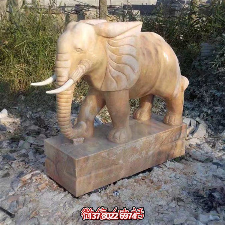 自然石材雕塑，吉祥大象守護(hù)家門