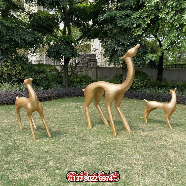 復(fù)古抽象仿銅小鹿玻璃鋼戶(hù)外園林景觀裝飾