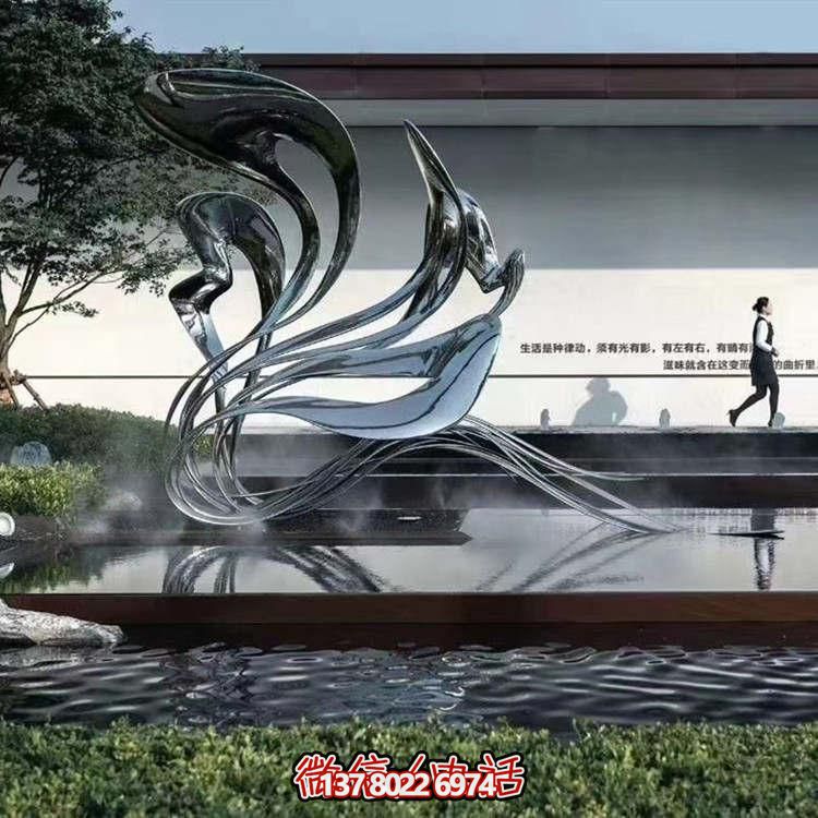 大型不銹鋼抽象雕塑，現(xiàn)代水景景觀創(chuàng)意裝飾