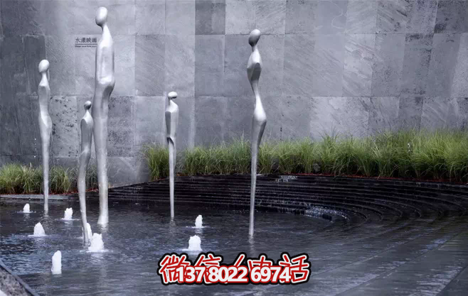 不銹鋼抽象噴泉雕塑，景觀創(chuàng)意裝置