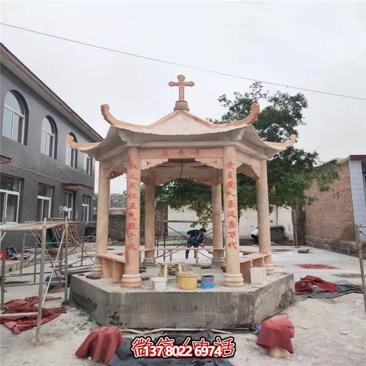 天然大理石涼亭，營造休閑庭院