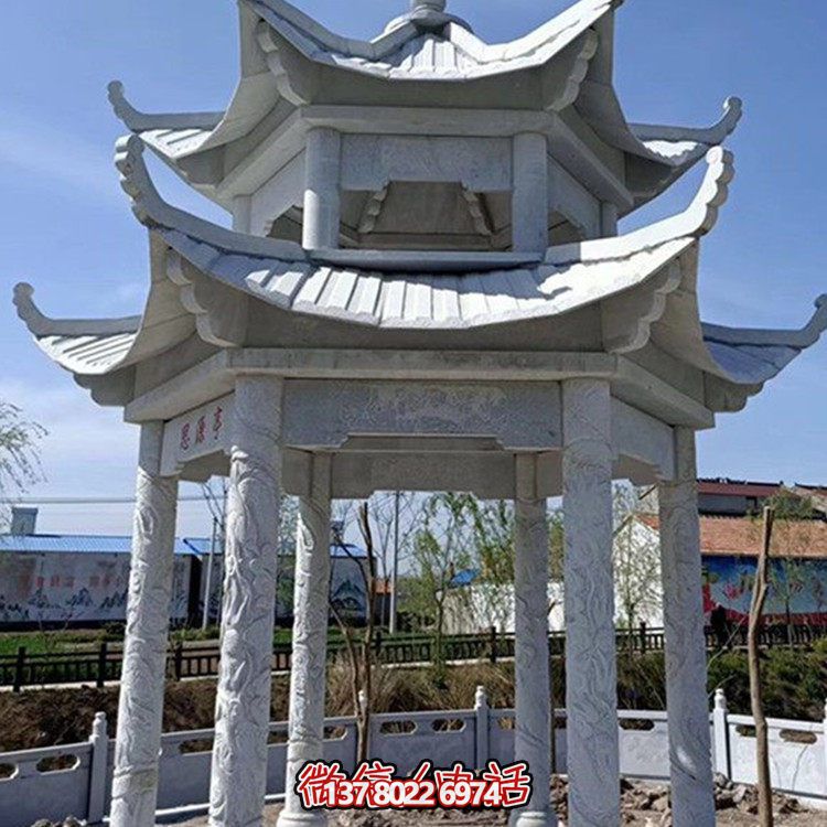 精美大理石石雕涼亭，打造完美的戶外園林景觀