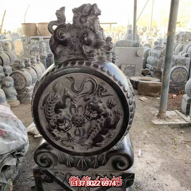 仿古青石石雕抱鼓雕塑，裝點(diǎn)庭院門口