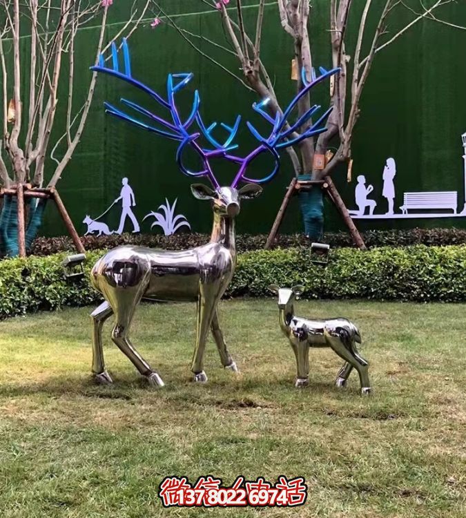 現(xiàn)代簡(jiǎn)約不銹鋼梅花鹿擺件，點(diǎn)綴您的庭院園林景觀