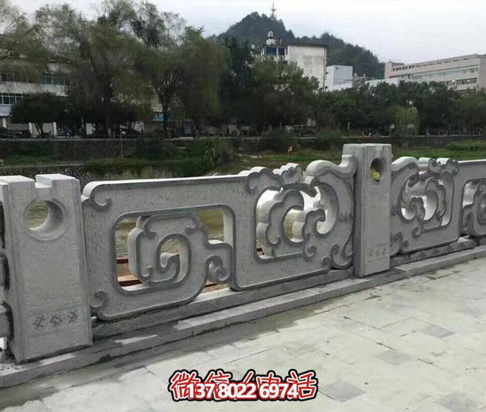 復(fù)古鏤空花紋欄桿，防護(hù)河道街邊青石