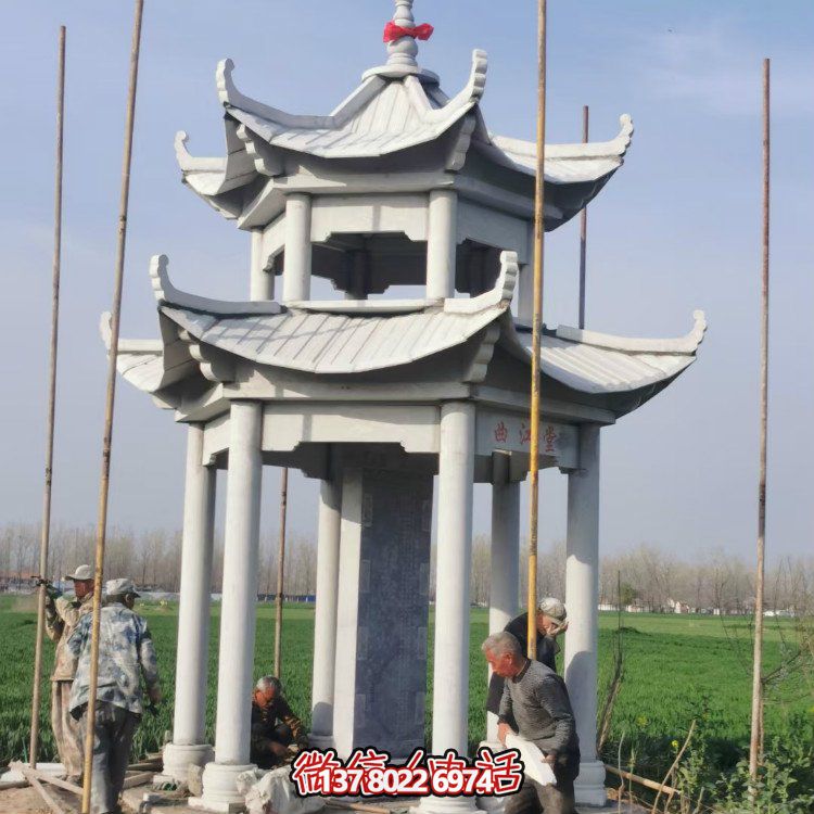 雙層大理石石雕涼亭，點綴家園，打造美麗園林景觀