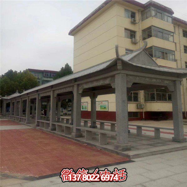 仿古建筑石雕長(zhǎng)廊亭子，打造文化小區(qū)廣場(chǎng)雕塑