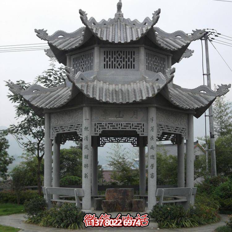 仿古青石涼亭，美觀大方，雕塑精美