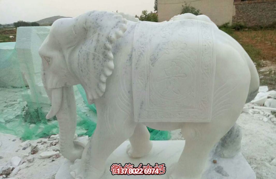 經(jīng)典漢白玉大象雕塑，戶外空間創(chuàng)意裝飾