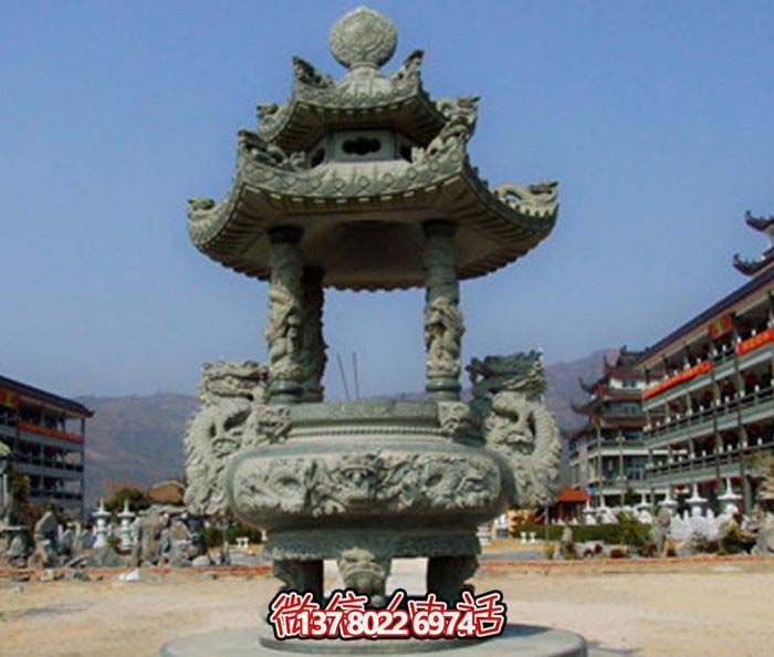 仿古寶蓋龍浮雕香爐，點綴景區(qū)廣場