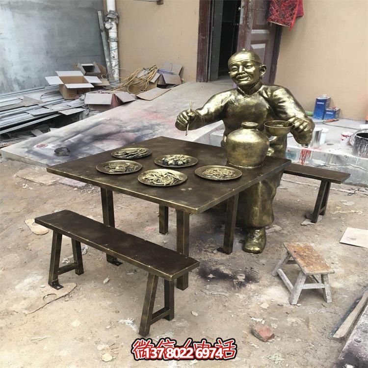 玻璃鋼仿銅人物雕塑擺件，高雅裝點戶外園林