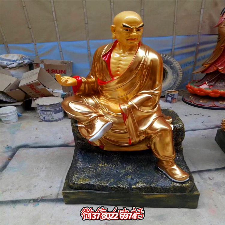 噴金烤漆菩薩雕塑，擁有古老神秘的十八羅漢美學(xué)