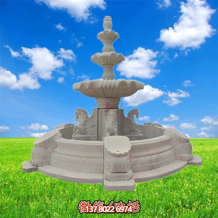 精美石雕噴泉，點綴大理園林之美