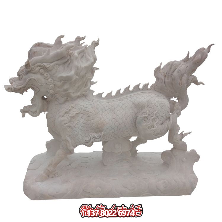 傳承漢白玉石雕麒麟雕塑，美化景區(qū)戶外環(huán)境