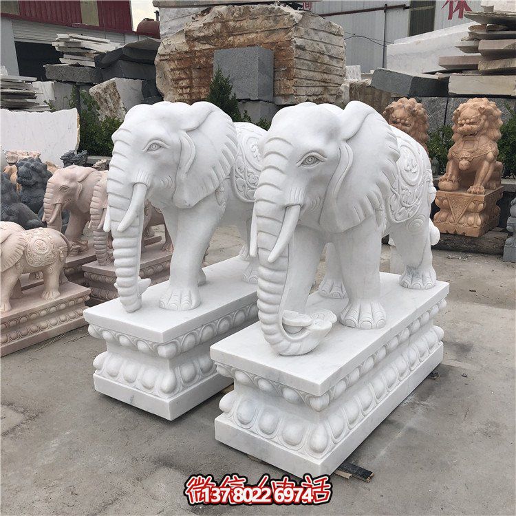 大理石石雕大型動物雕塑，點(diǎn)綴庭院別墅門口