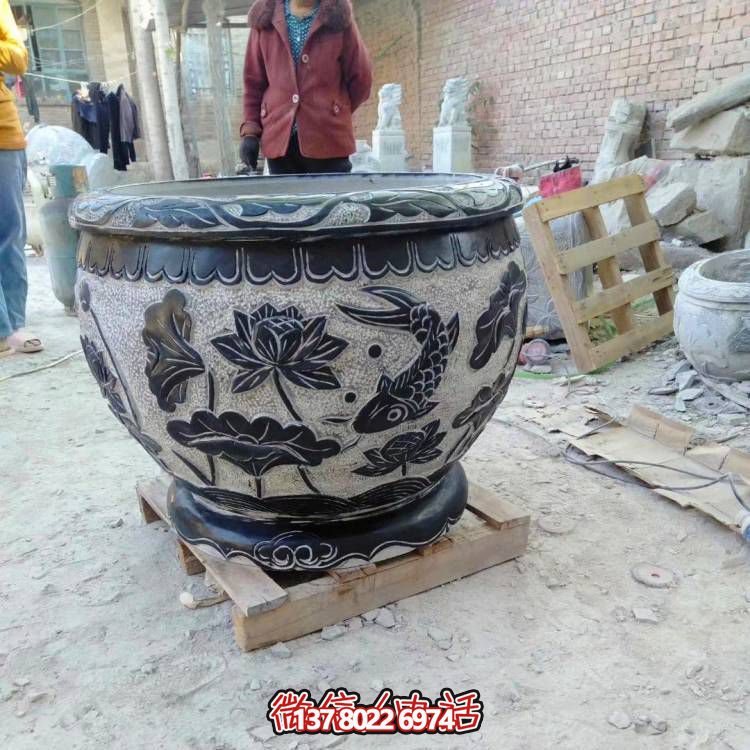 天然石頭缸，仿古雕刻，裝點家園