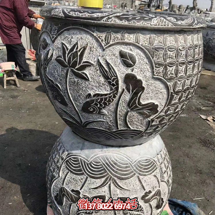 古典中式仿古石雕花盆，為您的庭院增添古風(fēng)雅致