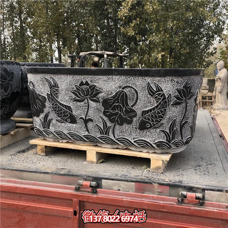 精美青石雕刻橢圓花盆，打造完美庭院戶(hù)外環(huán)境