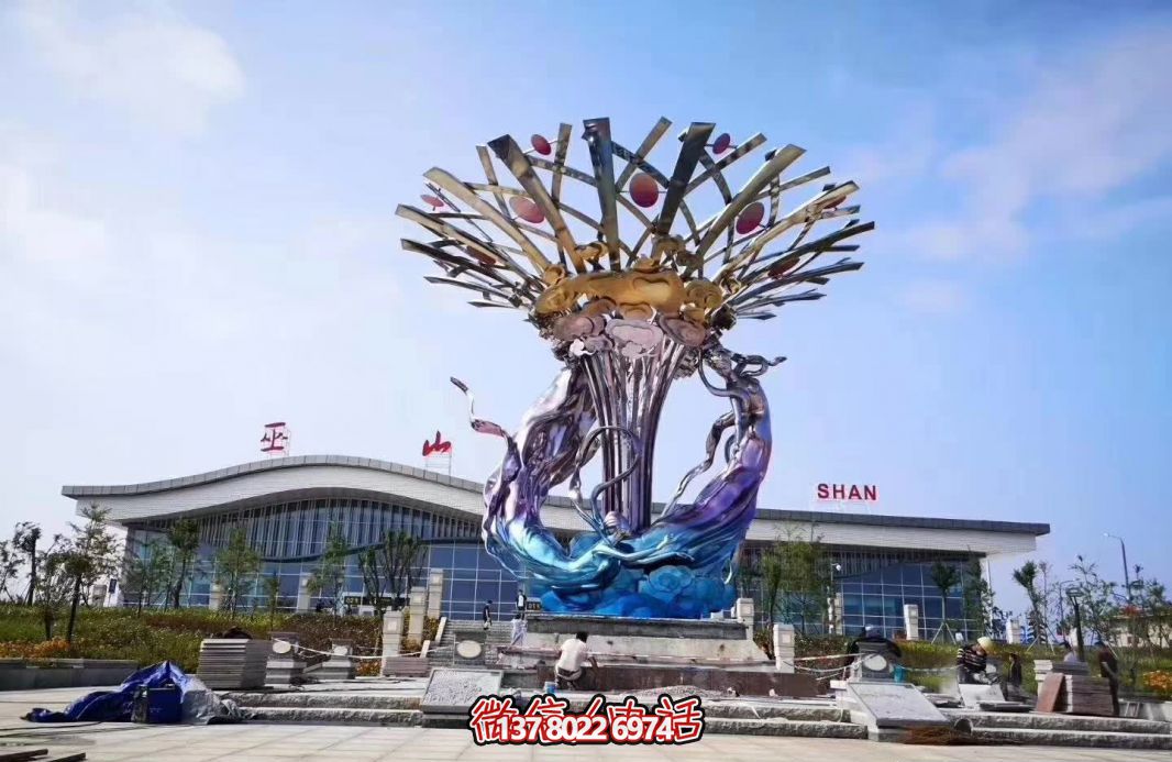 玻璃鋼美人魚雕塑，給廣場(chǎng)帶來彩繪跳舞美景