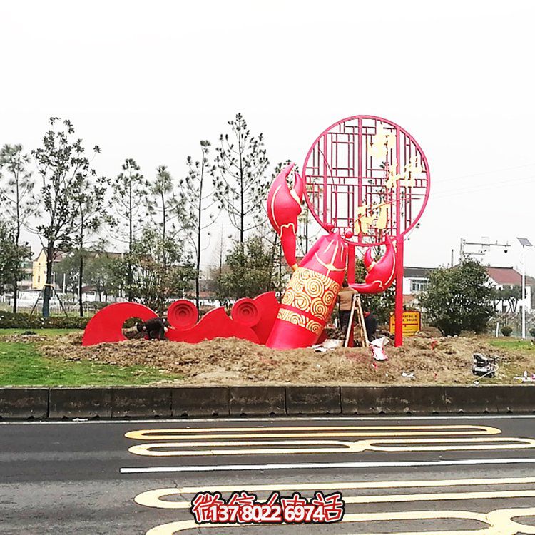 大型玻璃鋼龍蝦模型雕塑，裝飾城市街道邊
