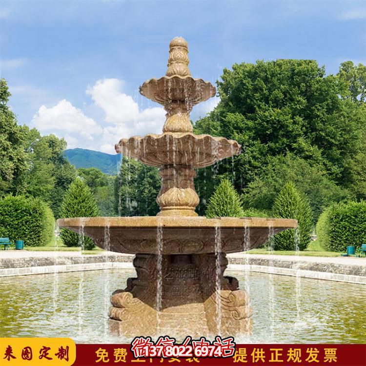 流水紅晚霞，石雕戶外景區(qū)擺件