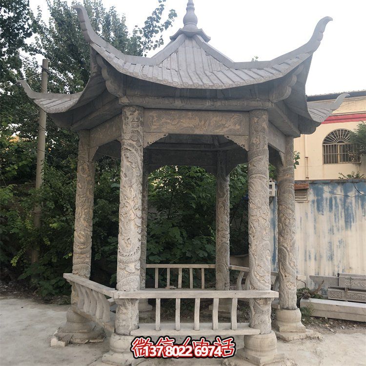 中式仿古建筑青石石亭，為您的園林戶外擺放帶來古典美