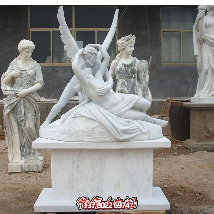 西方天使?jié)h白玉雕塑，美化景區(qū)廣場