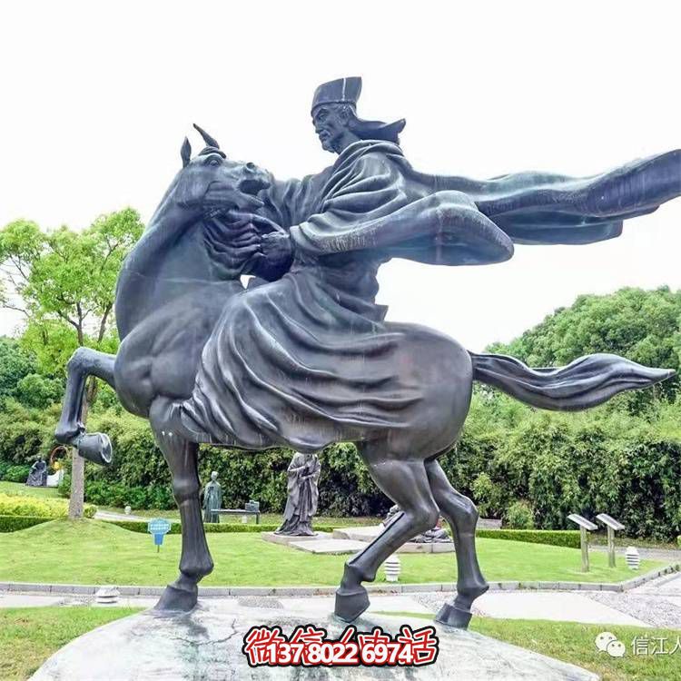 古典仿銅騎馬雕塑，玻璃鋼創(chuàng)意廣場裝飾