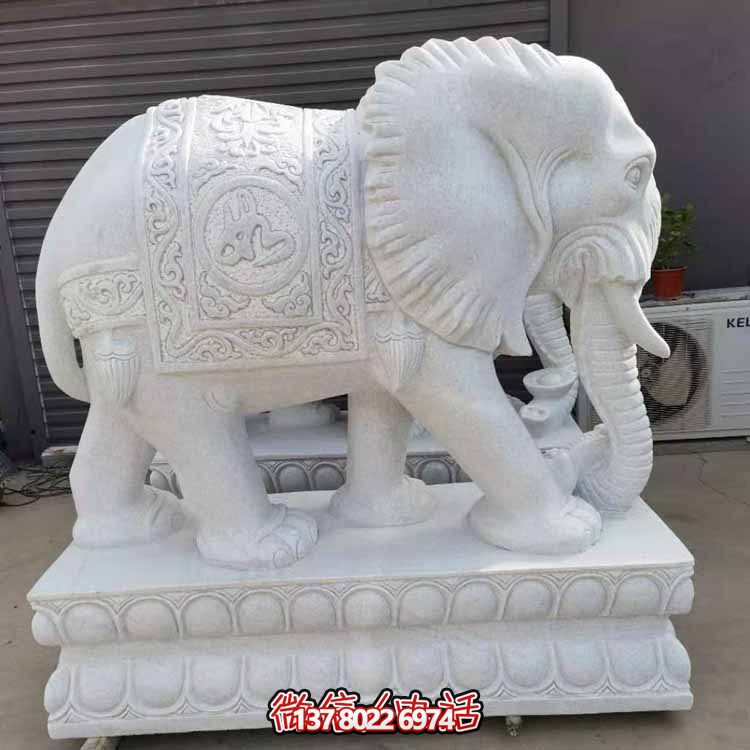 漢白玉雕塑藝術(shù)，景觀裝置招財大象