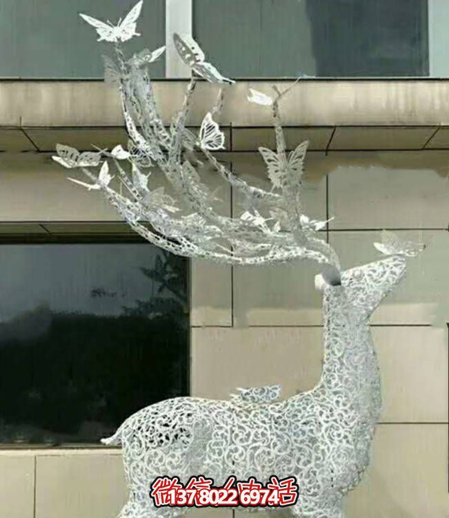 不銹鋼鏤空梅花鹿雕塑，環(huán)境美化小區(qū)園林