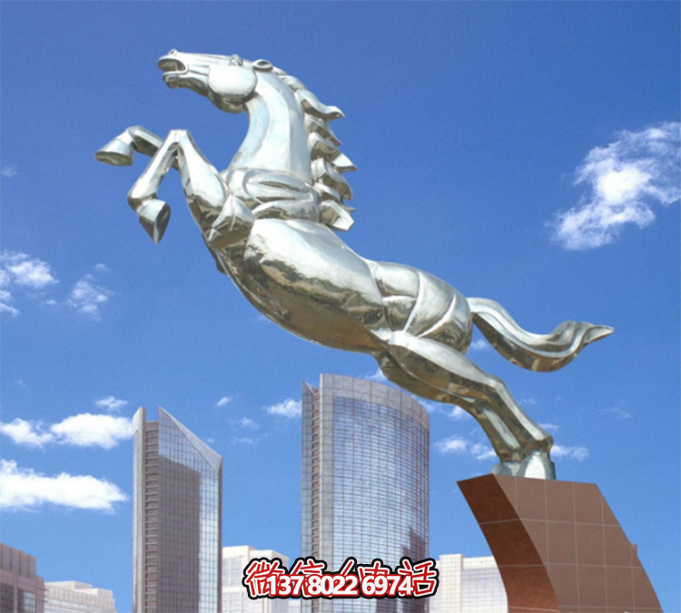 不銹鋼馬兒雕塑，鏡面騰空的馬兒雕塑，企業(yè)精神標(biāo)識(shí)標(biāo)志