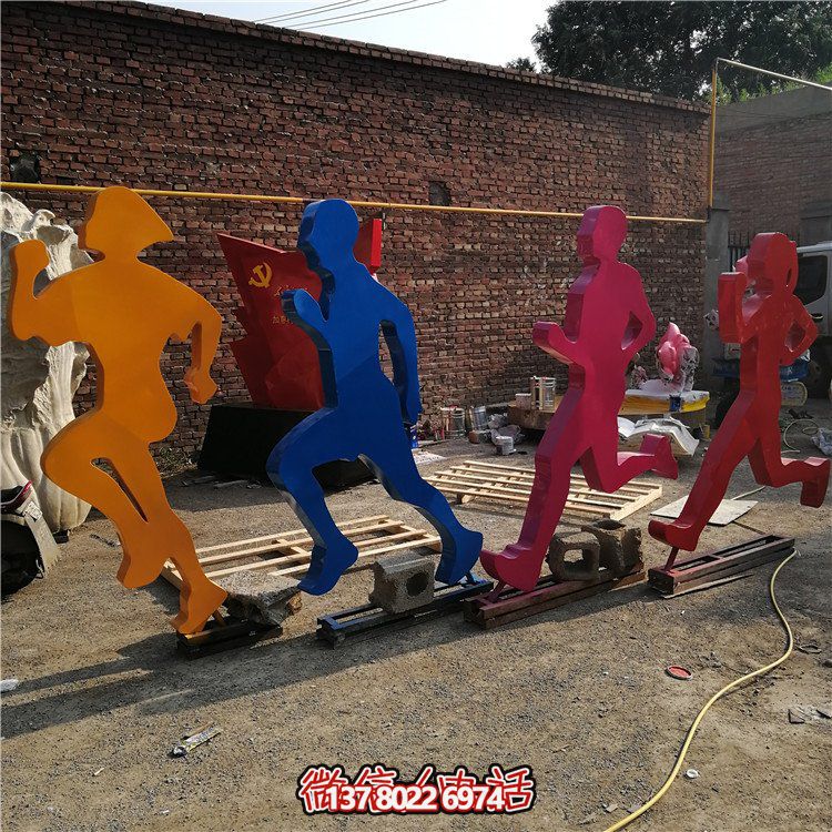 跑步，玻璃鋼剪影抽象人物運(yùn)動(dòng)雕塑