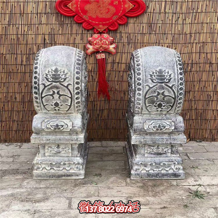 青石仿古抱鼓石，大理石古建大門門墩