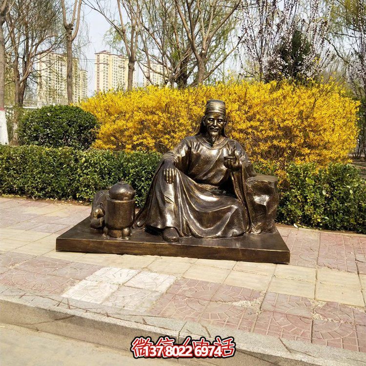 茶圣陸羽雕塑，玻璃鋼仿銅歷史名人情景雕塑