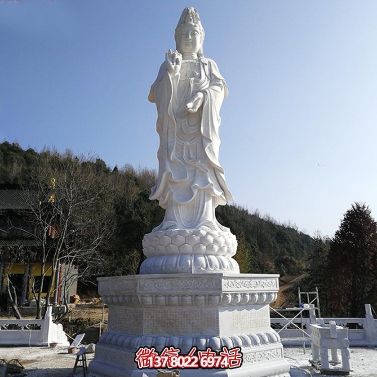 觀音佛像，漢白玉滴水觀音石雕石像