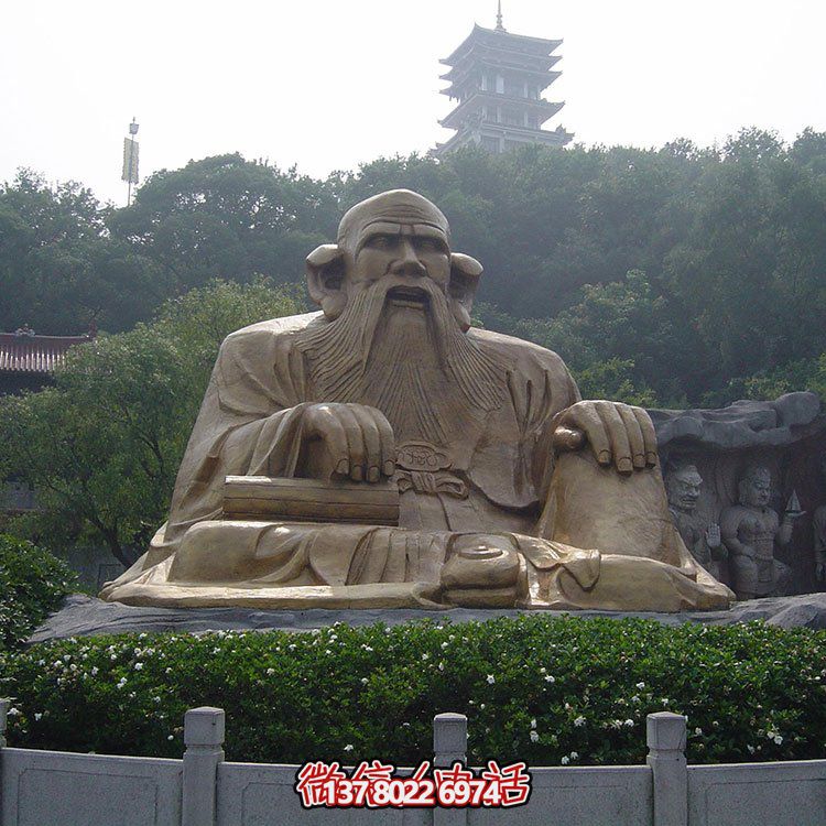 廣場景區(qū)大型銅雕老子，戶外仿銅古代人物雕塑